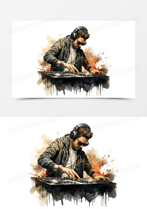 dj打碟图片卡通炫酷