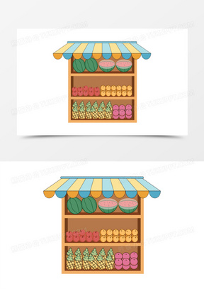 手绘水果货架货物免抠元素