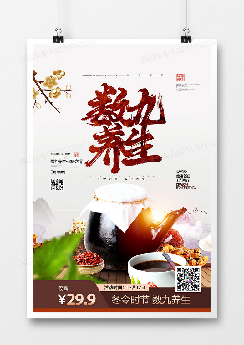 创意中国风数九养生冬令养生海报