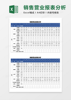 销售营业报表分析表excel模板