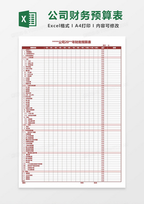 公司年度财务预算excel模板