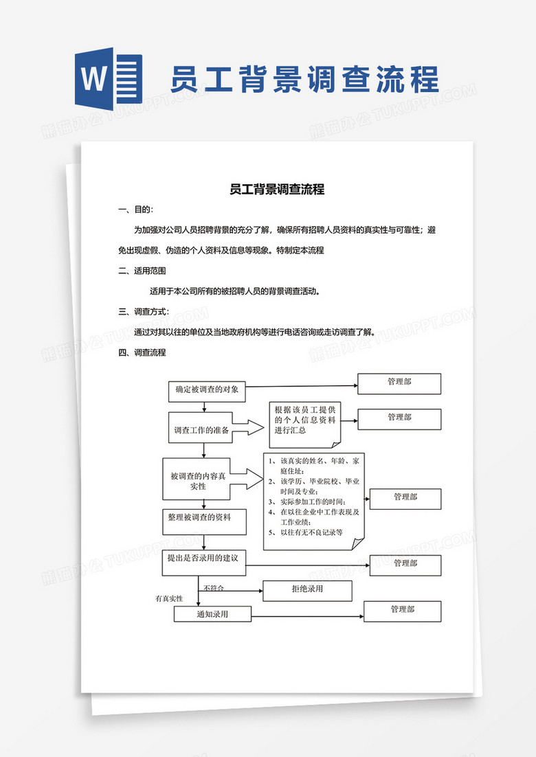 员工背景调查流程word模板