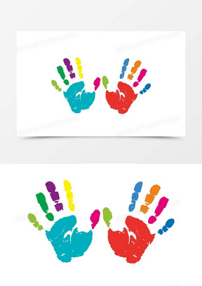 手绘彩色巴掌背景元素