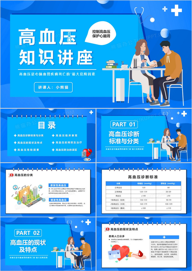 高血压心脏疾病治疗医药医疗模版PPT模板下载_医疗PPT_【熊猫办公】