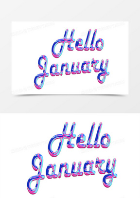 你好一月英文油漆风格英文字体设计