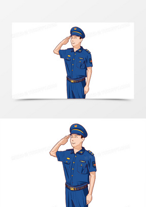 微笑敬礼的城管人物元素