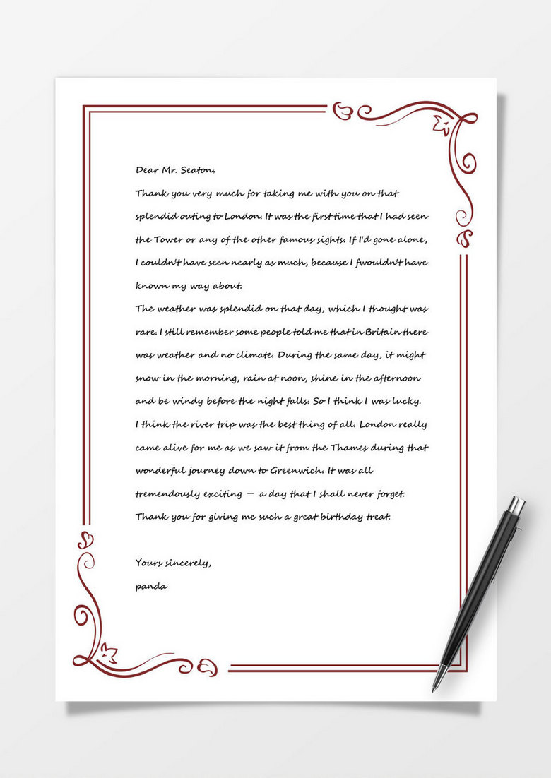 白色简约花纹边框欧式信纸背景word模板下载 信纸 熊猫办公