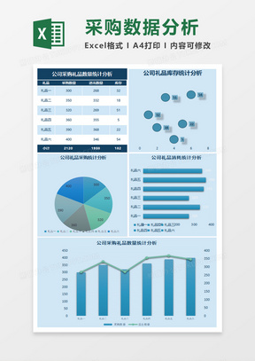 采购礼品数量统计分析Excel模板