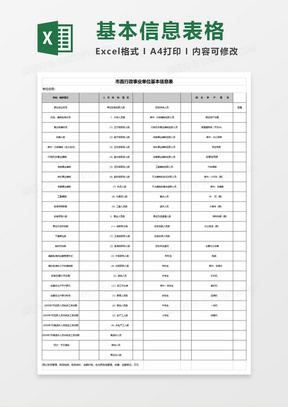 市直行政事业单位基本信息表excel模板