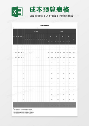 公司人工成本预算表excel模板