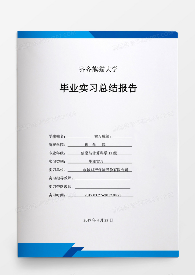 财产保险毕业实习总结报告word模板