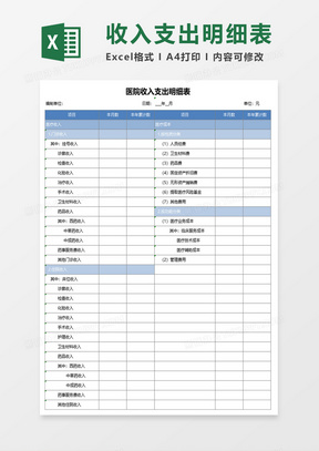 医院收入支出明细表excel模板