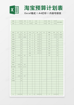电商预算表格财务模板全年计划表格excel模板