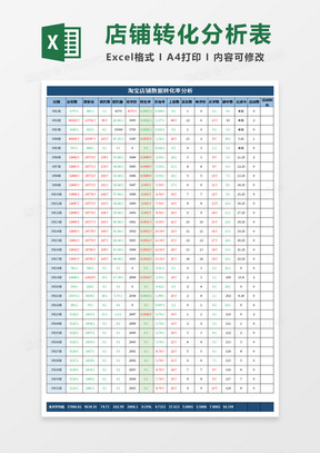 淘宝店铺数据转化率分析表excel模板