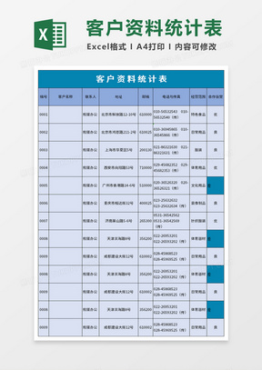 企业客户资料统计表excel模板