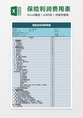 保险业利润费用表excel模板