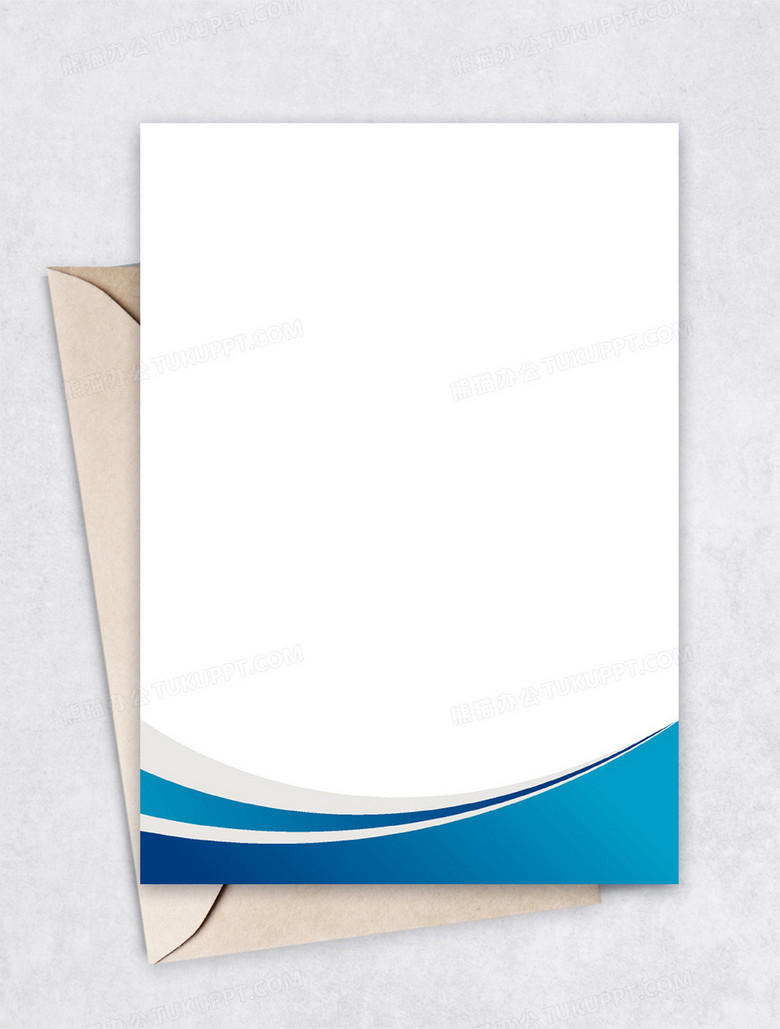 蓝色弧形几何商务背景信纸word模板下载_熊猫办公