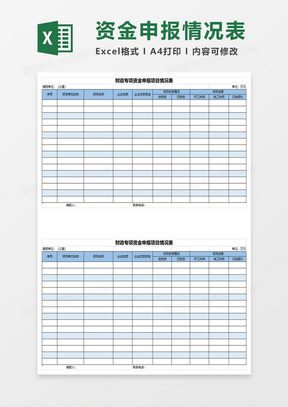 实用财政专项资金申报项目情况表excel模板