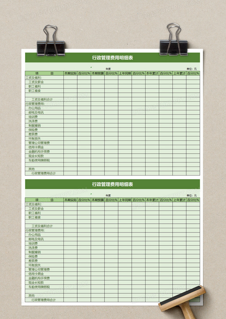 实用行政管理费用明细表excel模板下载 行政管理 熊猫办公