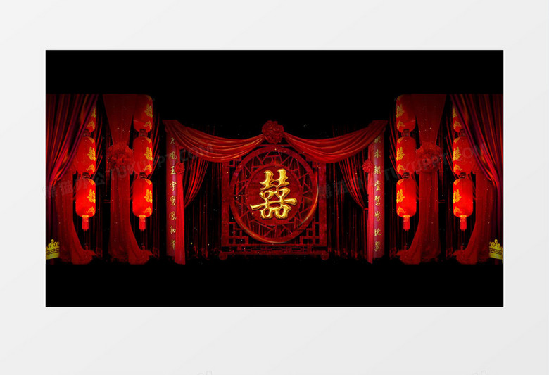 汉代中式喜堂裸眼3D幻影全息背景视频（有音乐）