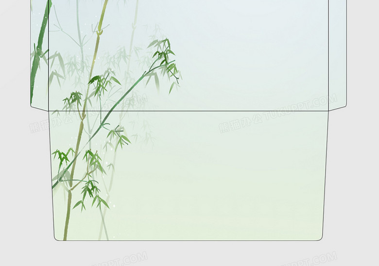 清新竹林写意中国风信封信纸word模板下载_熊猫办公