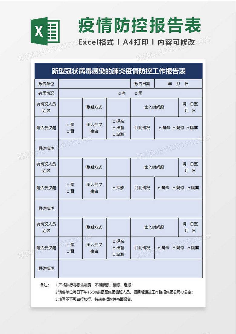 新型冠状病毒感染的肺炎疫情防控工作报告表