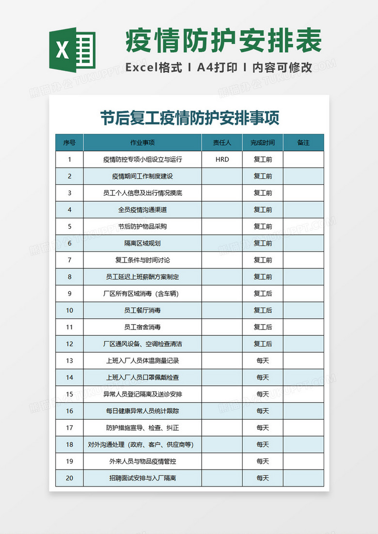 节后复工疫情防护安排事项