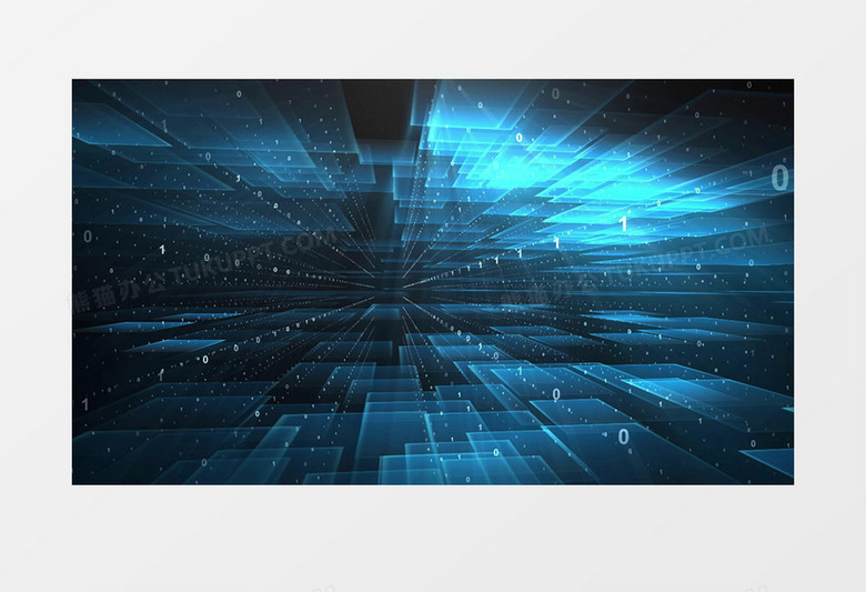 蓝色科技感空间动态粒子视频