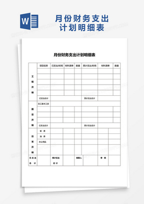 月份财务支出计划明细表word模板