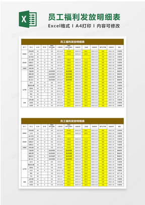 员工福利发放明细表excel模板