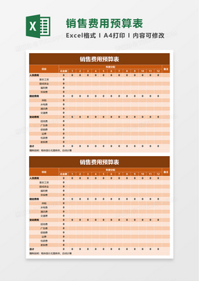 实用销售费用预算表excel模板