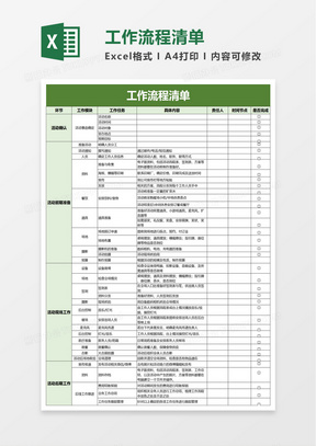 工作流程清单excel模板