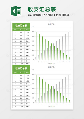 收支汇总表excel模板