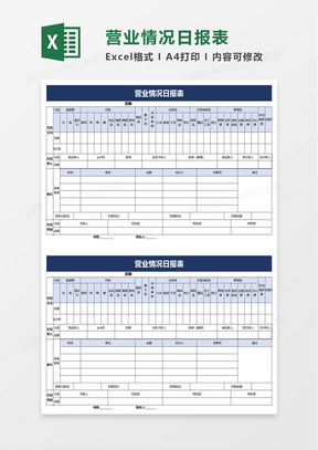 营业情况日报表excel模板