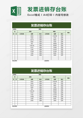 發票進銷存臺賬excel模板