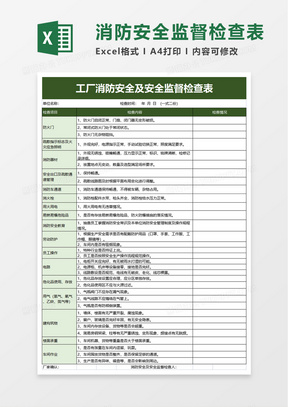 消防安全及安全监督检查表excel模板