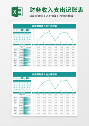 家庭财务收入支出记账表excel模板