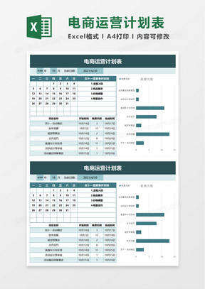 店铺电商运营计划表excel模板