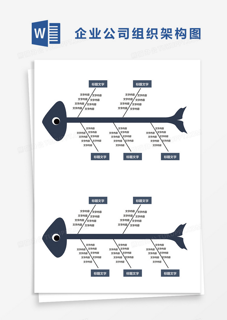 企业组织架构鱼骨图word模板word模板