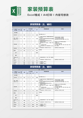 实用家装预算表excel模板