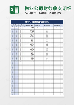 物业公司财务收支明细账excel模板