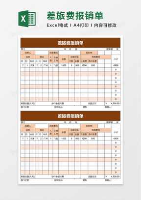 简洁实用差旅费报销单word模板