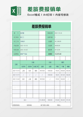 简约公司差旅费报销单word模板