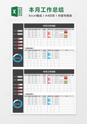 简单本月工作总结excel模板