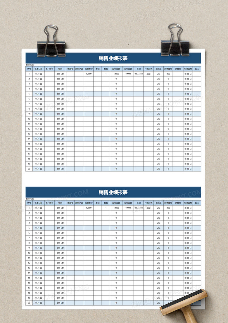 銷售業績報表excel模板