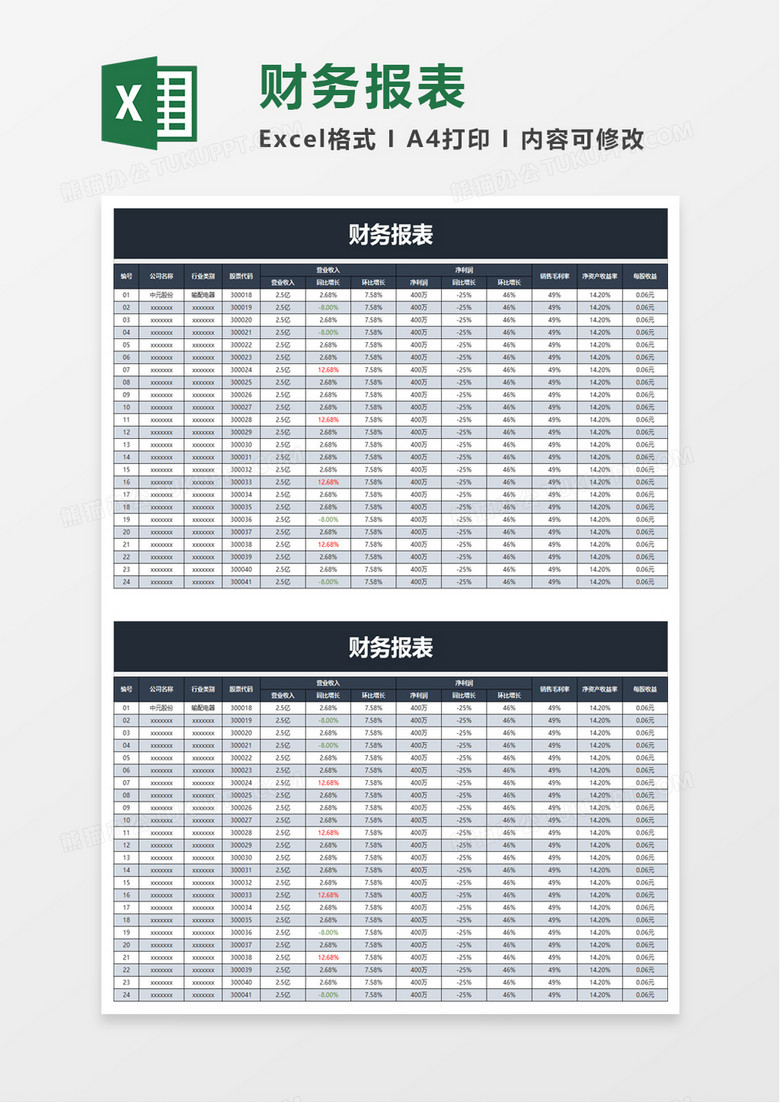 实用公司财务报表excel模板