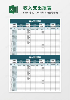 收入支出報表excel模板