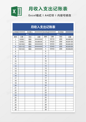 月收支表excel表格模板下載_熊貓辦公