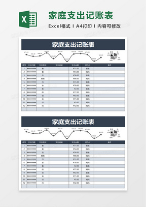 通用簡約家庭支出記賬表excel模板