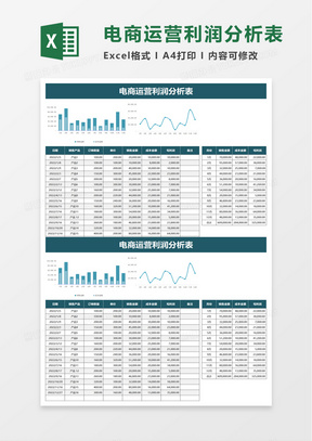 电商运营利润分析表excel模板